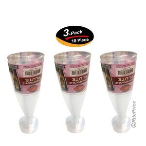 18 Pcs Champagne Flutes Disposable Clear Plastic Wine Glasses Party (3 Pack)-New